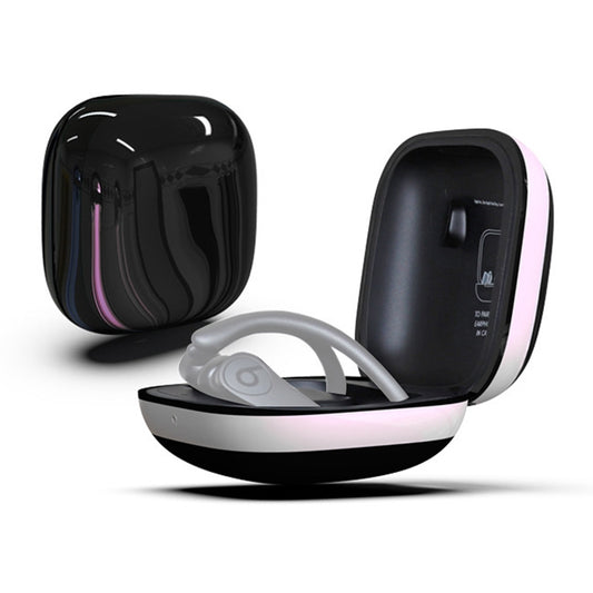 Mirror Surface Silicone + PC Wireless Earphone Protective Case for Beats Powerbeats Pro(Black+White) by buy2fix