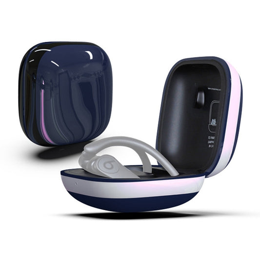 Mirror Surface Silicone + PC Wireless Earphone Protective Case for Beats Powerbeats Pro(Dark Blue+White) by buy2fix