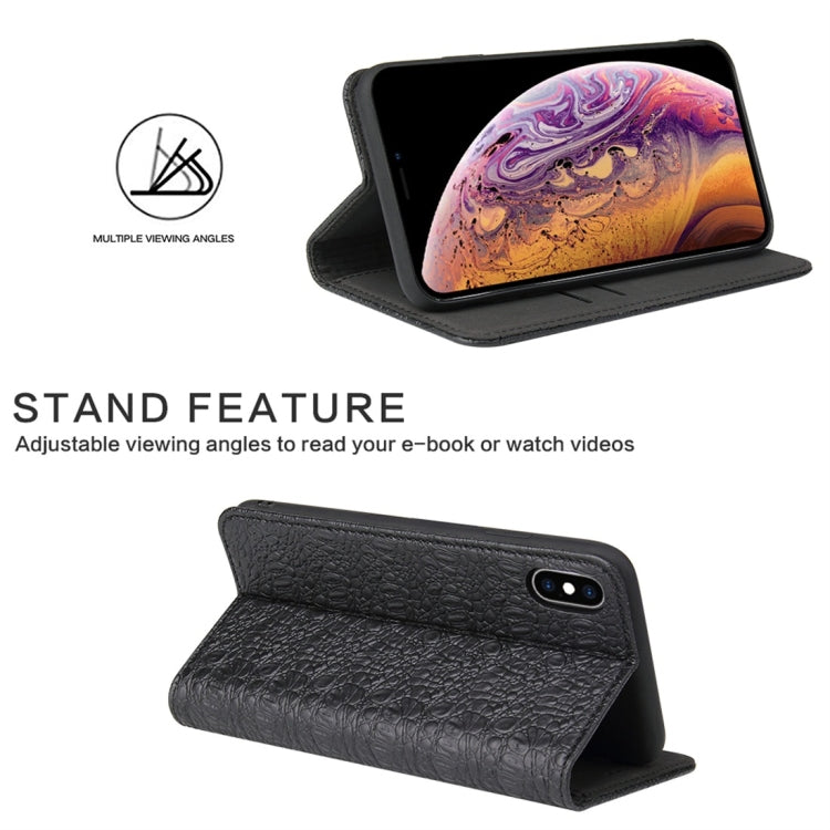 For iPhone XS Max Crocodile Texture PC + TPU Horizontal Flip Leather Case with Holder & Card Slots & Wallet(Black) by buy2fix