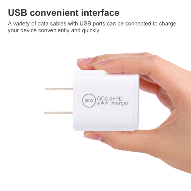 20WACB 20W QC3.0 + PD Quick Charger, Plug Specification:EU Plug(White) - Apple Accessories by buy2fix | Online Shopping UK | buy2fix