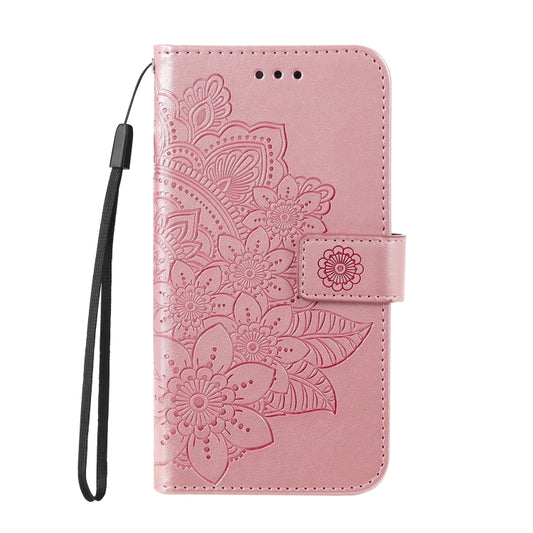 For Huawei nova 9 / Honor 50 7-petal Flowers Embossed Flip Leather Phone Case with Holder & Card Slots(Rose Gold) by buy2fix