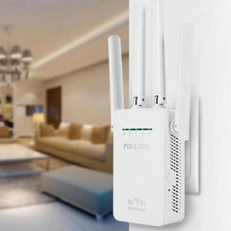 Wireless Smart WiFi Router Repeater with 4 WiFi Antennas, Plug Specification:UK Plug(Black) -  by buy2fix | Online Shopping UK | buy2fix