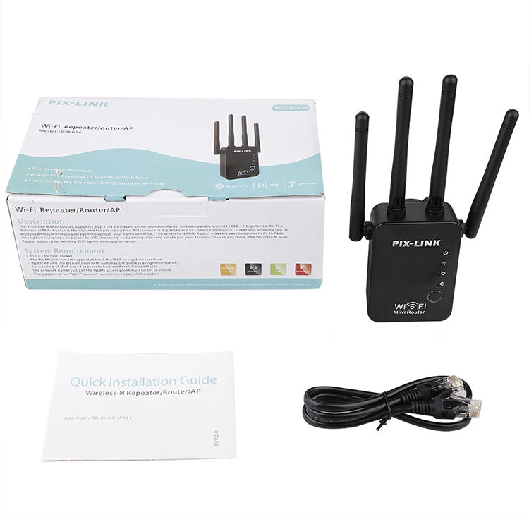 Wireless Smart WiFi Router Repeater with 4 WiFi Antennas, Plug Specification:US Plug(Black) -  by buy2fix | Online Shopping UK | buy2fix