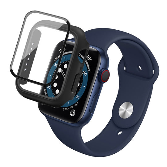 IMAK Shockproof PC Protective Case with Tempered Glass Film For Apple Watch Series 6 & SE & 5 & 4 44mm(Black)