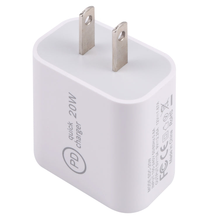 SDC-20W PD USB-C / Type-C Travel Charger + 1m 12W USB-C / Type-C to 8 Pin Data Cable Set, US Plug(White) - Mobile Accessories by buy2fix | Online Shopping UK | buy2fix