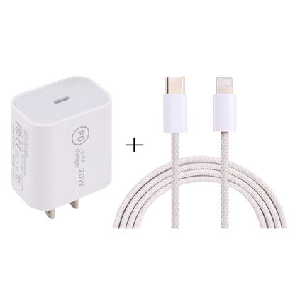 SDC-20W PD USB-C / Type-C Travel Charger + 1m 20W USB-C / Type-C to 8 Pin Data Cable Set, US Plug(White) - Mobile Accessories by buy2fix | Online Shopping UK | buy2fix