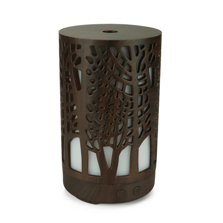 200ml Hollow-out Forest Pattern Wooden Essential Oil Aromatherapy Machine Ultrasonic Humidifier Automatic Alcohol Sprayer, Plug Specification:UK Plug(Dark Brown-3) by buy2fix