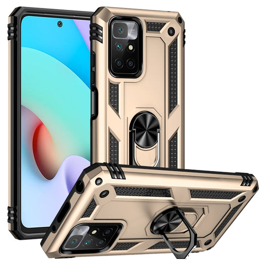 For Xiaomi Redmi 10 Shockproof TPU + PC Phone Case with 360 Degree Rotating Holder(Gold) - Xiaomi Cases by buy2fix | Online Shopping UK | buy2fix