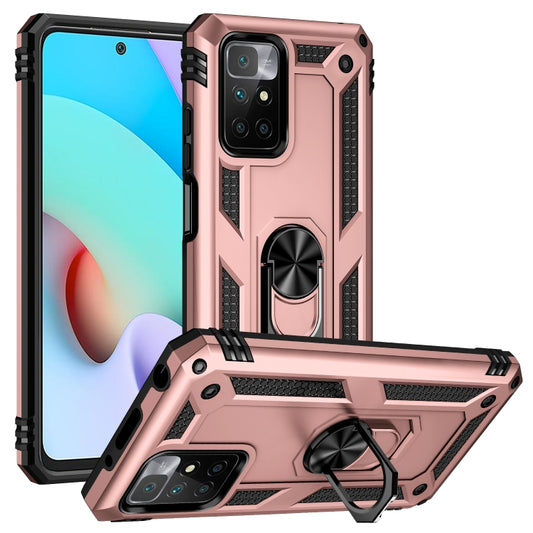 For Xiaomi Redmi 10 Shockproof TPU + PC Phone Case with 360 Degree Rotating Holder(Rose Gold) - Xiaomi Cases by buy2fix | Online Shopping UK | buy2fix