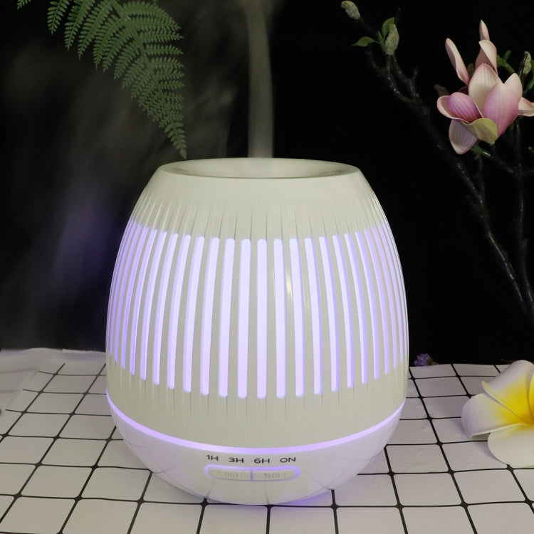 400ml Hollow-out LED Humidifier Wood Grain Air Purifier Aromatherapy Machine Automatic Alcohol Sprayer with Colorful LED Light, Plug Specification:EU Plug(White) - Home & Garden by buy2fix | Online Shopping UK | buy2fix