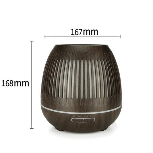 400ml Hollow-out LED Humidifier Wood Grain Air Purifier Aromatherapy Machine Automatic Alcohol Sprayer with Colorful LED Light, Plug Specification:UK Plug(Dark Brown) by buy2fix
