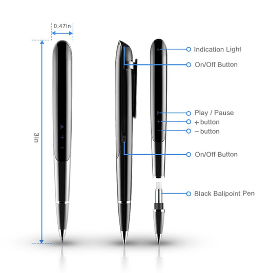 Q9 AI Intelligent High-definition Noise Reduction Conference Recording Pen Voice Control Recorder, Capacity:32GB(Black) by buy2fix