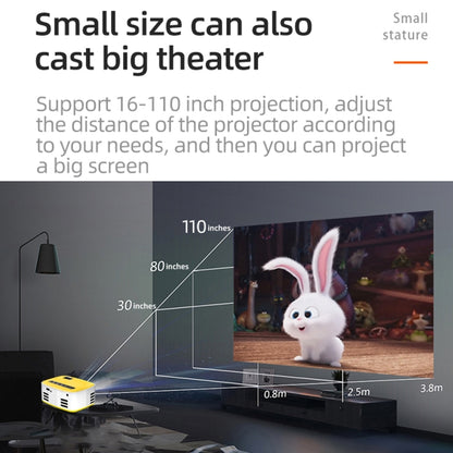 T20 320x240 400 Lumens Portable Home Theater LED HD Digital Projector, Same Screen Version, US Plug(White Yellow) - Consumer Electronics by buy2fix | Online Shopping UK | buy2fix