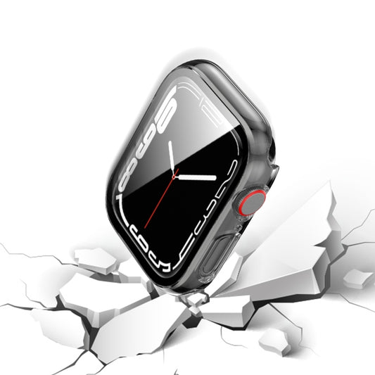 2 in 1 PC Frame + Tempered Glass Protector Case For Apple Watch Series 9 / 8 / 7 41mm(Transparent) by buy2fix