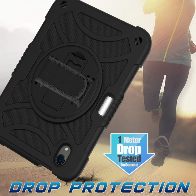 For iPad mini 6 / mini 2024 PC Hybrid Silicone Tablet Case with Holder & Hand Strap & Shoulder Strap(Black) by buy2fix