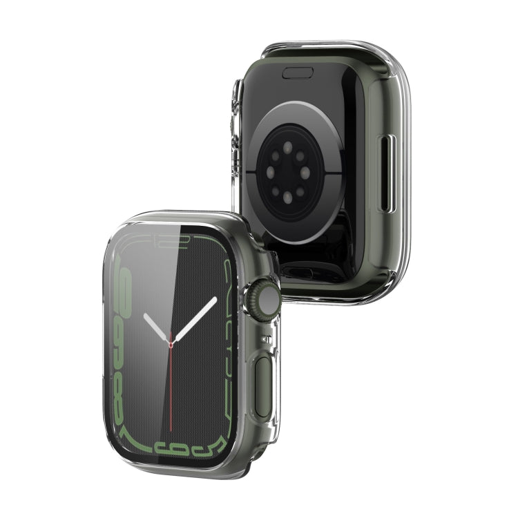 Electroplating Shockproof PC Protective Case with Tempered Glass Film For Apple Watch Series 9 / 8 / 7 41mm(Transparent White) by buy2fix
