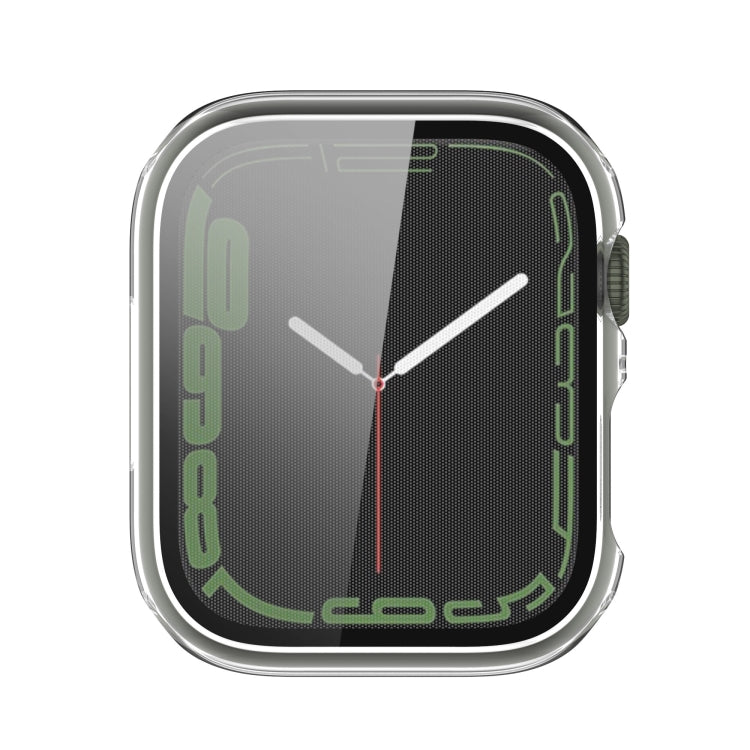 Electroplating Shockproof PC Protective Case with Tempered Glass Film For Apple Watch Series 9 / 8 / 7 41mm(Transparent White) by buy2fix