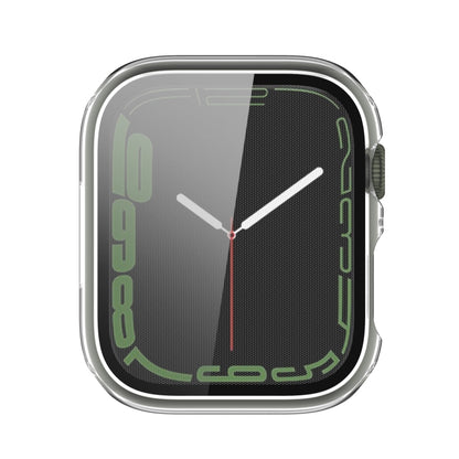 Electroplating Shockproof PC Protective Case with Tempered Glass Film For Apple Watch Series 9 / 8 / 7 41mm(Transparent White) by buy2fix