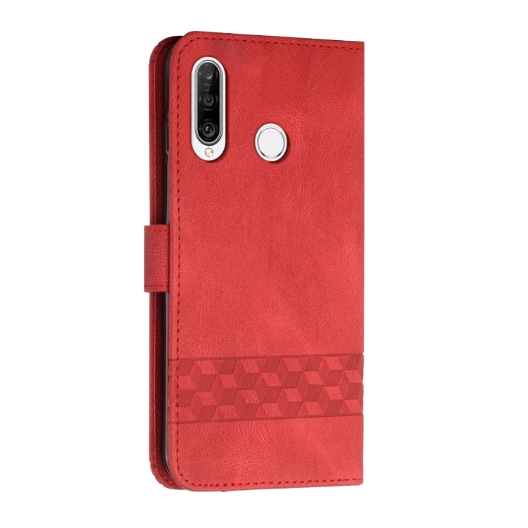 For Huawei P Smart 2019 Cubic Skin Feel Flip Leather Phone Case(Red) by buy2fix