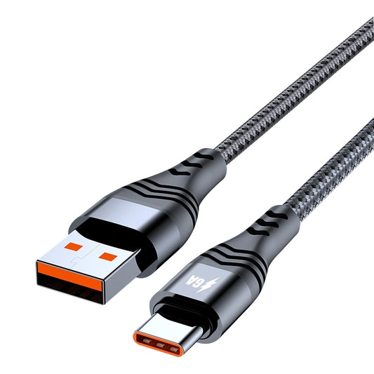 ADC-005 6A USB to USB-C / Type-C Weave Fast Charging Data Cable, Length:0.5m(Black) by buy2fix