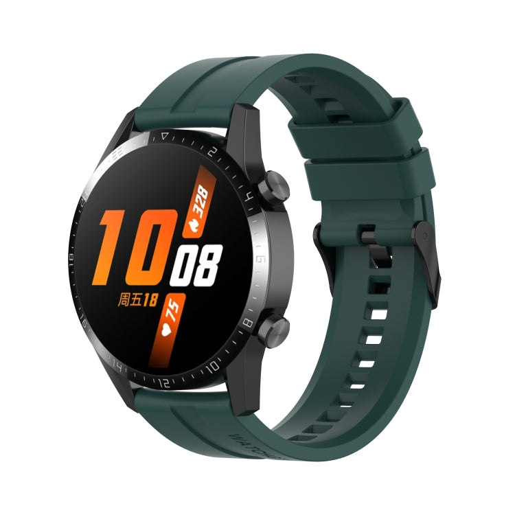 For Huawei Watch GT 3 42mm 20mm Silicone Black Buckle Watch Band(Dark Green) by buy2fix