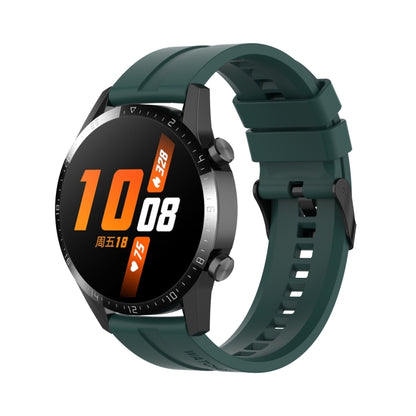 For Huawei Watch GT 3 42mm 20mm Silicone Black Buckle Watch Band(Dark Green) by buy2fix