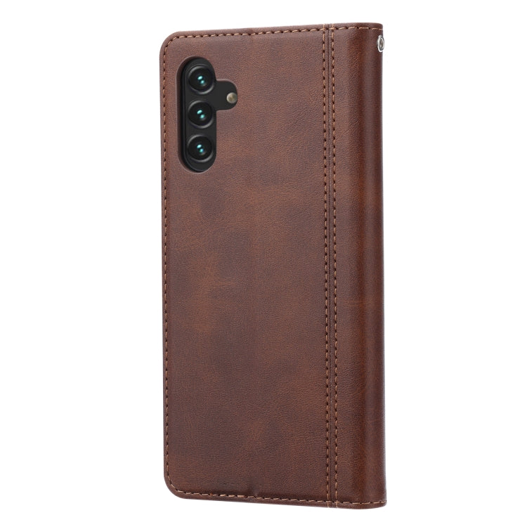 For Samsung Galaxy A13 5G Calf Texture Double Fold Leather Phone Case(Brown) by buy2fix