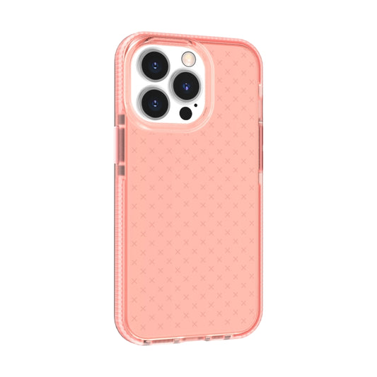 For iPhone 13 Pro Grid Pattern Shockproof Transparent TPU Phone Case (Pink) by buy2fix