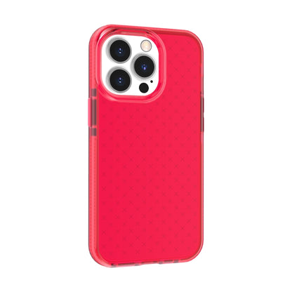For iPhone 13 Pro Grid Pattern Shockproof Transparent TPU Phone Case (Red) by buy2fix