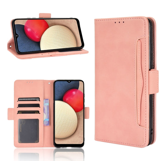 For Samsung Galaxy A03s 164mm Version Skin Feel Calf Pattern Leather Phone Case(Pink)