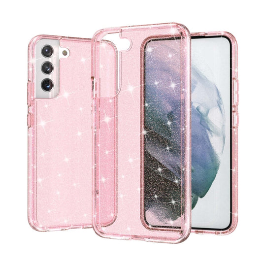 For Samsung Galaxy S22+ 5G Shockproof Terminator Style Glitter Powder Protective Phone Case(Pink)