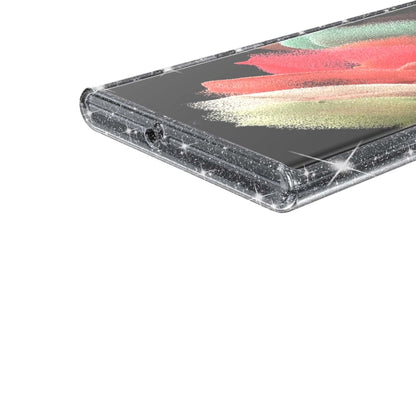 For Samsung Galaxy S22 Ultra 5G Shockproof Terminator Style Glitter Powder Protective Phone Case(Grey) by buy2fix