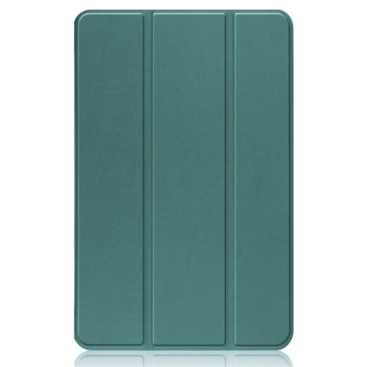 For Nokia T20 Three-folding Holder Custer Texture Leather Tablet Case(Dark Green) by buy2fix