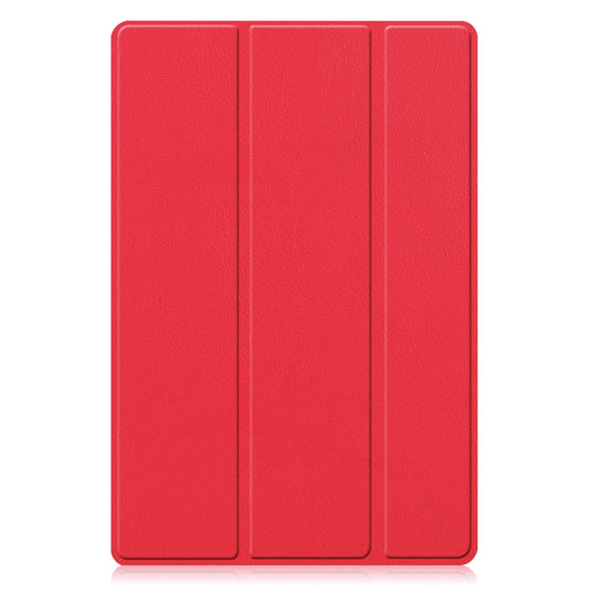 For Samsung Galaxy Tab A8 2021 Three-folding Holder Custer Texture Leather Tablet Case(Red) by buy2fix