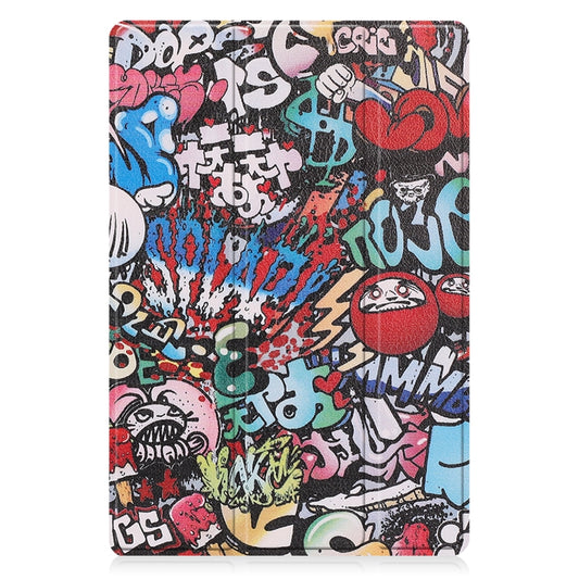 For Samsung Galaxy Tab A8 2021 Painted Leather Tablet Case with 3-Fold Holder(Graffiti) by buy2fix