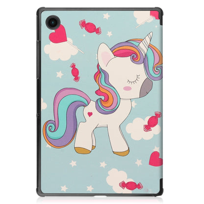 For Samsung Galaxy Tab A8 2021 Painted Leather Tablet Case with 3-Fold Holder(Unicorn) - Samsung Accessories by buy2fix | Online Shopping UK | buy2fix