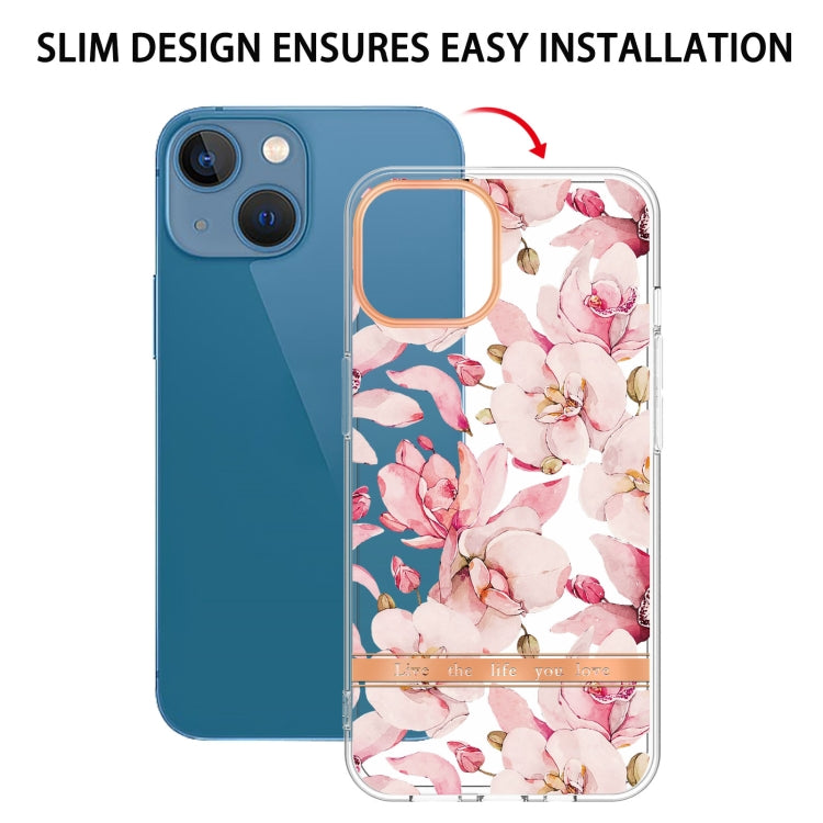 For iPhone 13 mini Flowers and Plants Series IMD TPU Phone Case (Pink Gardenia) by buy2fix