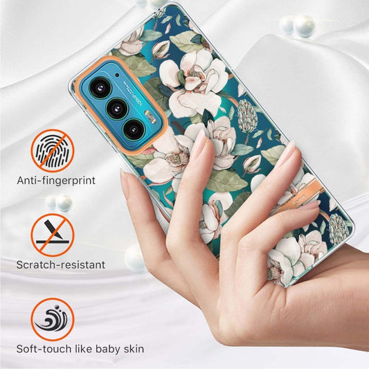 Flowers and Plants Series IMD TPU Phone Case For Motorola Edge 20(Green Gardenia) by buy2fix