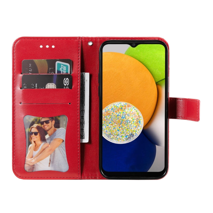 For Samsung Galaxy A03 EU Version 7-petal Flowers Embossing Pattern Horizontal Flip CasePhone Case(Red) by buy2fix