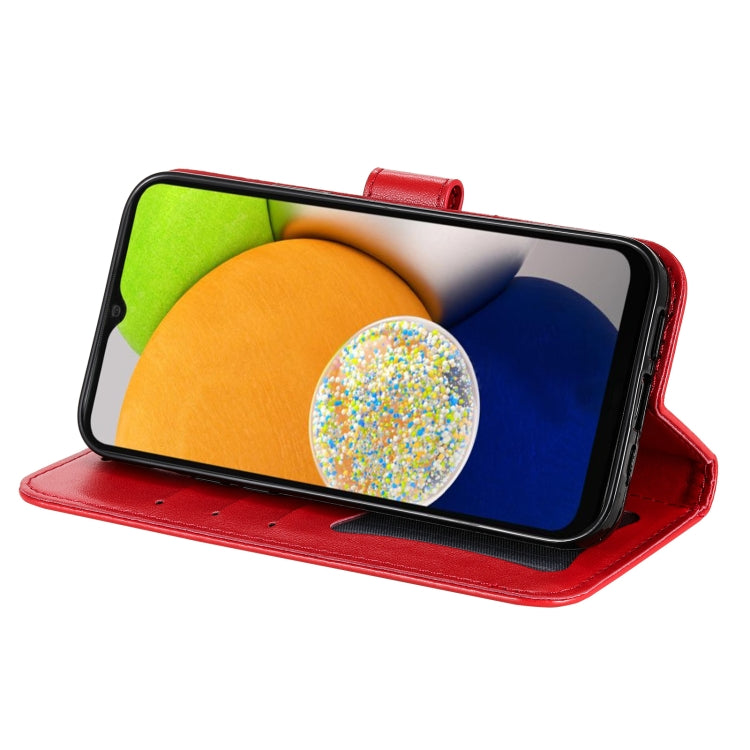 For Samsung Galaxy A03 EU Version 7-petal Flowers Embossing Pattern Horizontal Flip CasePhone Case(Red) by buy2fix