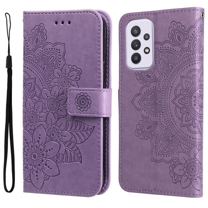 For Samsung Galaxy A33 5G 7-petal Flowers Embossing Pattern Horizontal Flip CasePhone Case(Light Purple) by buy2fix