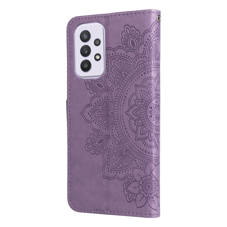 For Samsung Galaxy A33 5G 7-petal Flowers Embossing Pattern Horizontal Flip CasePhone Case(Light Purple) by buy2fix