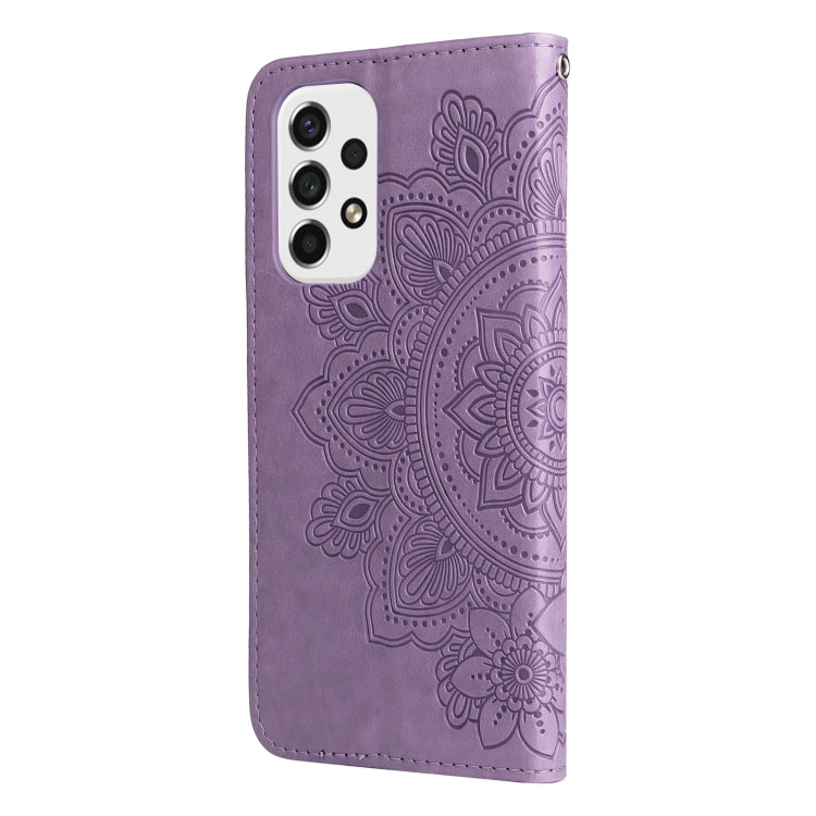 For Samsung Galaxy A53 5G 7-petal Flowers Embossing Pattern Horizontal Flip CasePhone Case(Light Purple) by buy2fix