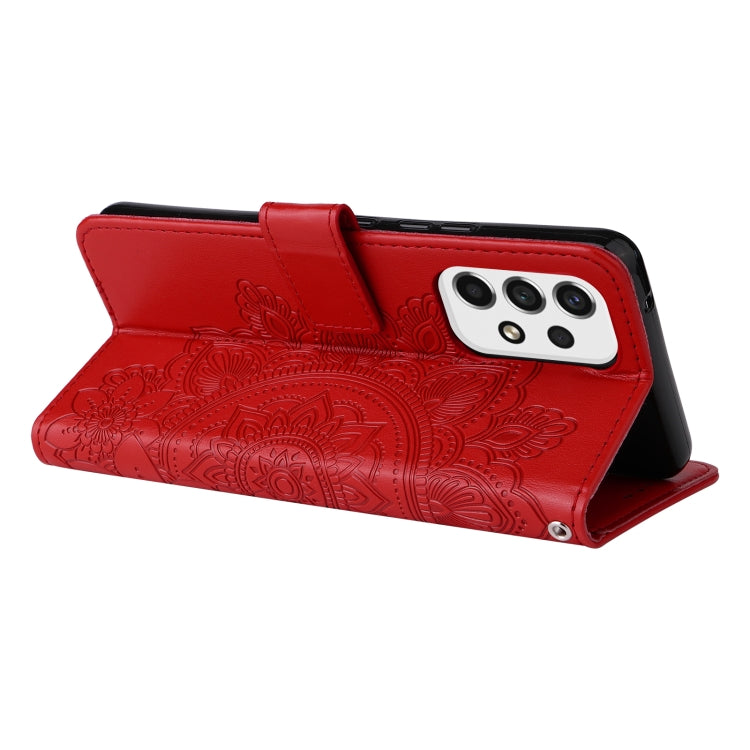 For Samsung Galaxy A53 5G 7-petal Flowers Embossing Pattern Horizontal Flip CasePhone Case(Red) by buy2fix