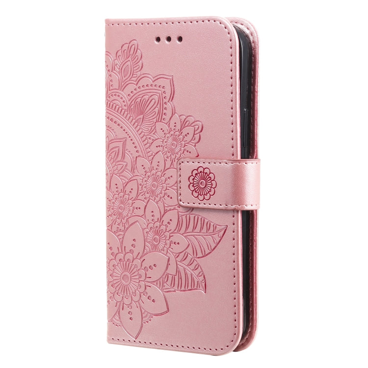 For Samsung Galaxy A53 5G 7-petal Flowers Embossing Pattern Horizontal Flip CasePhone Case(Rose Gold) by buy2fix