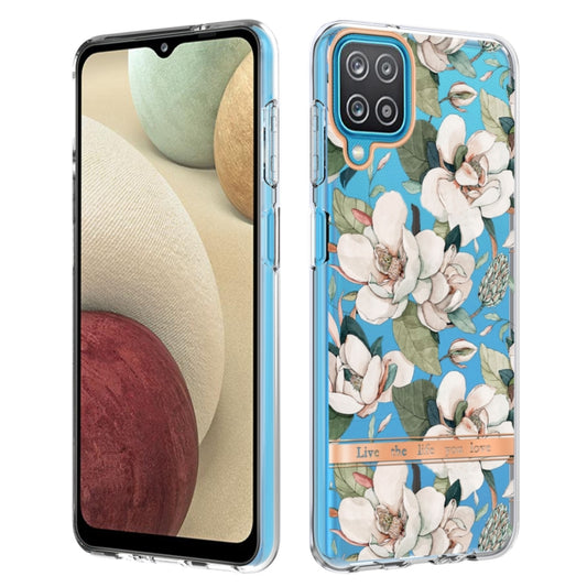 For Samsung Galaxy A12 Flowers and Plants Series IMD TPU Phone Case(Green Gardenia) by buy2fix