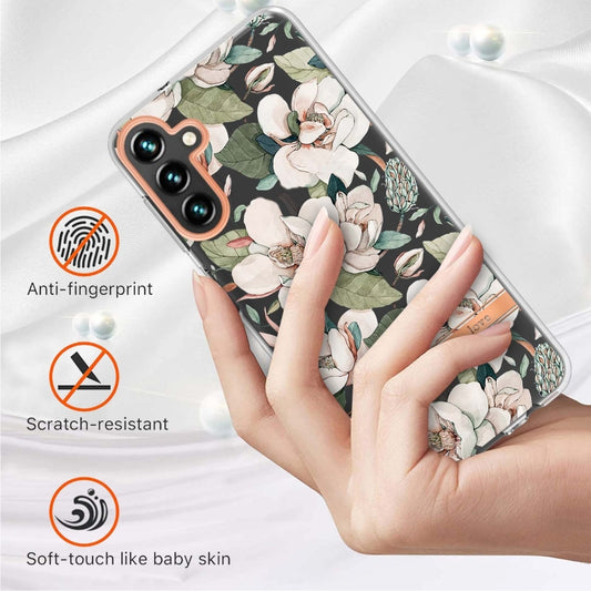 For Samsung Galaxy A13 Flowers and Plants Series IMD TPU Phone Case(Green Gardenia) by buy2fix