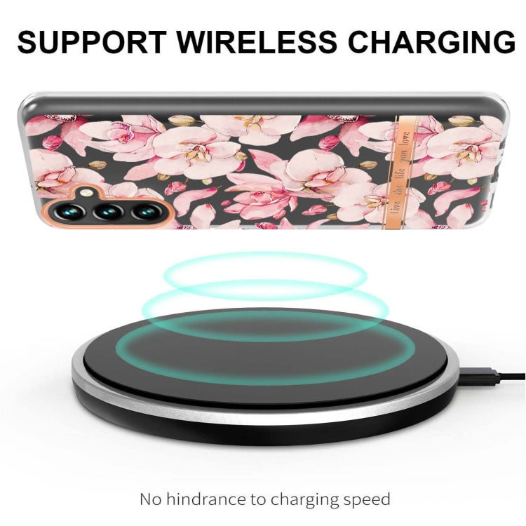 For Samsung Galaxy A13 Flowers and Plants Series IMD TPU Phone Case(Pink Gardenia) by buy2fix