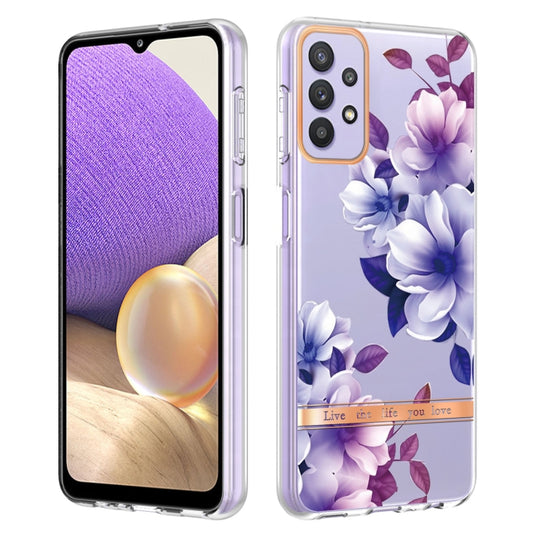 For Samsung Galaxy A32 5G Flowers and Plants Series IMD TPU Phone Case(Purple Begonia) by buy2fix