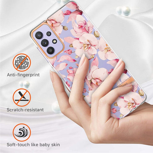For Samsung Galaxy A32 5G Flowers and Plants Series IMD TPU Phone Case(Pink Gardenia) by buy2fix